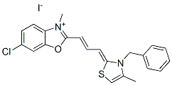 4-Methyl-2-(2-(6-chloro-3-methyl-2(3h)-benzoxazolinylidene)-1-propenyl)-3-phenyl thiazolinium iodide Structure,31580-45-7Structure