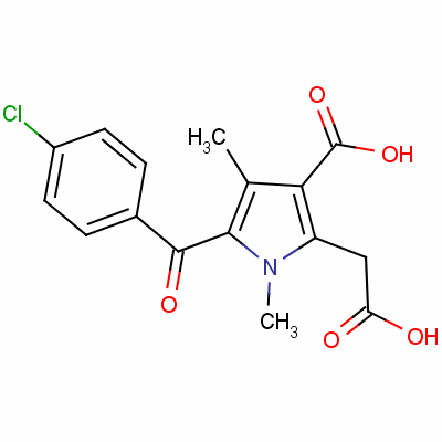 3-Carboxy-5-(4-chlorobenzoyl)-1,4-dimethyl-1h-pyrrole-2-acetic acid Structure,33369-28-7Structure