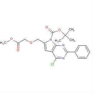 Tert-butyl 6-(((methoxycarbonyl)methoxy)methyl)-4-chloro-2-phenyl-7h-pyrrolo[2,3-d]pyrimidine-7-carboxylate Structure,343633-11-4Structure