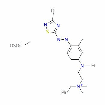 2-[Ethyl-[3-methyl-4-[(3-phenyl-1,2,4-thiadiazol-5-yl)diazenyl]phenyl]amino]ethyl-dimethyl-(phenylmethyl)azanium methyl sulfate Structure,36790-31-5Structure