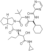 (1S,3ar,6as)-(2s)-2-cyclohexyl-n-(2-pyrazinylcarbonyl)glycyl-3-methyl-l-valyl-n-[(1s)-1-[2-(cyclopropylamino)-1-hydroxy-2-oxoethyl]butyl]octahydrocyclopenta[c]pyrrole-1-carboxamide Structure,402959-36-8Structure