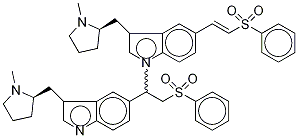 3-[[(2R)-1-methyl-2-pyrrolidinyl]methyl]-1-[1-[3-[[(2r)-1-methyl-2-pyrrolidinyl]methyl]-1h-indol-5-yl]-2-(phenylsulfonyl)ethyl]-5-[(1e)-2-(phenylsulfonyl)ethenyl]-1h-indole Structure,438226-83-6Structure