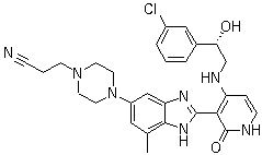 (S)-3-(4-(2-(4-(2-(3-chlorophenyl)-2-hydroxyethylamino)-2-oxo-1,2-dihydropyridin-3-yl)-7-methyl-1h-benzo[d]imidazol-5-yl)piperazin-1-yl)propanenitrile Structure,468741-42-6Structure