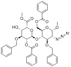 a-D-Glucopyranoside, methyl 2-azido-4-O-[2-O-benzoyl-6-methyl-3-O-(phenylmethyl)-α-L-idopyranuronosyl]-2-deoxy-3-O-(phenylmethyl)-, 6-benzoate Structure,501089-97-0Structure