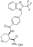 2H-pyran-3-carboxamide, tetrahydro-n-hydroxy-4-[[4-[[2-(trifluoromethyl)-1h-benzimidazol-1-yl]methyl]benzoyl]amino]-, (3r,4r)- Structure,503166-51-6Structure