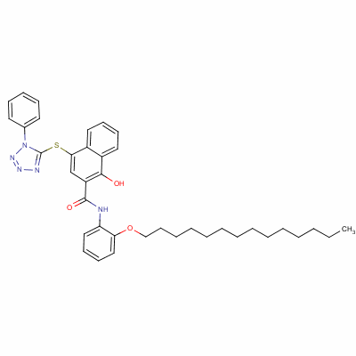 2-Naphthalenecarboxamide, 1-hydroxy-4-[(1-phenyl-1h-tetrazol-5-yl)thio]-n-[2-(tetradecyloxy)phenyl]- Structure,5084-13-9Structure