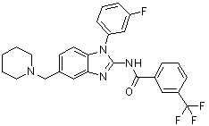 N-(1-(3-fluorophenyl)-5-(piperidin-1-ylmethyl)-1h-benzo[d]imidazol-2-yl)-3-(trifluoromethyl)benzamide Structure,509093-95-2Structure