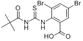 3,5-Dibromo-2-[[[(2,2-dimethyl-1-oxopropyl)amino]thioxomethyl ]amino]-benzoic acid Structure,530132-29-7Structure