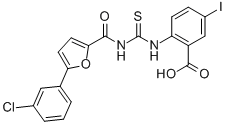 2-[[[[[5-(3-Chlorophenyl)-2-furanyl ]carbonyl ]amino]thioxomethyl ]amino]-5-iodo-benzoic acid Structure,530150-35-7Structure