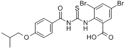 3,5-Dibromo-2-[[[[4-(2-methylpropoxy)benzoyl ]amino]thioxomethyl ]amino]-benzoic acid Structure,532417-74-6Structure