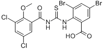 3,5-Dibromo-2-[[[(3,5-dichloro-2-methoxybenzoyl)amino]thioxomethyl ]amino]-benzoic acid Structure,532937-16-9Structure