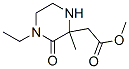 2-Piperazineaceticacid,4-ethyl-2-methyl-3-oxo-,methylester(9ci) Structure,534603-52-6Structure