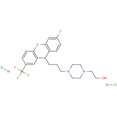 4-[3-[6-Fluoro-2-(trifluoromethyl)-9h-thioxanthen-9-yl ]propyl ]piperazine-1-ethanol dihydrochloride Structure,53542-42-0Structure