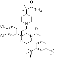 1-[2-[(2R)-4-[2-[3,5-bis(trifluoromethyl)phenyl]acetyl]-2-(3,4-dichlorophenyl)-2-morpholinyl]ethyl]-alpha,alpha-dimethyl-4-piperidineacetamide Structure,537034-22-3Structure