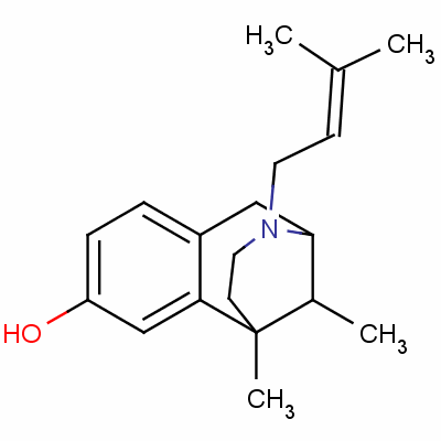 1,2,3,4,5,6-Hexahydro-6,11-dimethyl-3-(3-methylbut-2-enyl)-2,6-methano-3-benzazocin-8-ol Structure,55643-30-6Structure