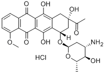 (8S-cis)-8-acetyl-10-[(3-amino-2,3,6-trideoxy-α-L-arabino-hexopyranosyl)oxy]-7,8,9,10-tetrahydro-6,8,11-trihydroxy-1-methoxynaphthacene-5,12-dione hydrochloride Structure,56390-08-0Structure