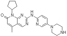 Pyrido[2,3-d]pyrimidin-7(8h)-one, 8-cyclopentyl-5-methyl-2-[[5-(1-piperazinyl)-2-pyridinyl]amino]- Structure,571190-22-2Structure