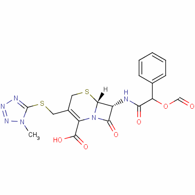 [6R-[6alpha,7beta(r*)]]-7-[(formyloxy)phenylacetamido]-3-[[(1-methyl-1h-tetrazol-5-yl)thio]methyl ]-8-oxo-5-thia-1-azabicyclo[4.2.0]oct-2-ene-2-carboxylic acid Structure,57268-80-1Structure