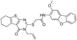 Acetamide, 2-[[3,4,5,6,7,8-hexahydro-4-oxo-3-(2-propenyl)[1]benzothieno[2,3-d]pyrimidin-2-yl]thio]-n-(2-methoxy-3-dibenzofuranyl)-(9ci) Structure,577765-14-1Structure