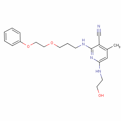 6-[(2-Hydroxyethyl)amino]-4-methyl-2-[[3-(2-phenoxyethoxy)propyl ]amino]nicotinonitrile Structure,58444-23-8Structure