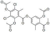 2,4-Bis(acetyloxy)-3,5-dichloro-6-methylbenzoic acid 3-(acetyloxy)-4-(methoxycarbonyl)-5-methylphenyl ester Structure,5859-24-5Structure