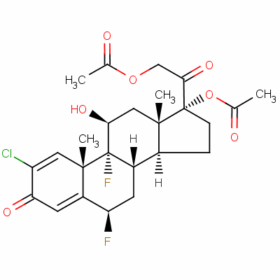 2-Chloro-6beta,9-difluoro-11beta,17,21-trihydroxypregna-1,4-diene-3,20-dione 17,21-di(acetate) Structure,59047-08-4Structure