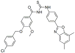 Benzamide, 4-[(4-chlorophenyl)methoxy]-n-[[[4-(5,7-dimethyl-2-benzoxazolyl)phenyl]amino]thioxomethyl]-3-methoxy-(9ci) Structure,593238-82-5Structure