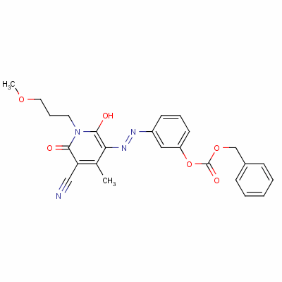 Benzyl 3-[[5-cyano-1,6-dihydro-2-hydroxy-1-(3-methoxypropyl)-4-methyl-6-oxo-3-pyridyl ]azo]phenyl carbonate Structure,59572-08-6Structure