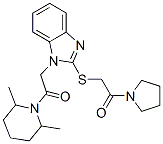 Piperidine, 2,6-dimethyl-1-[[2-[[2-oxo-2-(1-pyrrolidinyl)ethyl]thio]-1h-benzimidazol-1-yl]acetyl]-(9ci) Structure,606110-33-2Structure