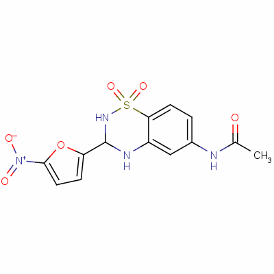 N-[3,4-dihydro-3-(5-nitrofuryl)-2h-1,2,4-benzothiadiazin-6-yl]acetamide s,s-dioxide Structure,61143-06-4Structure