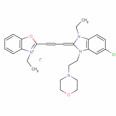 2-[3-[5-Chloro-1-ethyl-1,3-dihydro-3-[2-morpholinoethyl]-2h-benzimidazol-2-ylidene]prop-1-enyl]-3-ethylbenzoxazolium iodide Structure,63059-43-8Structure