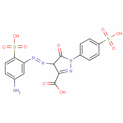 4-[(5-Amino-2-sulphophenyl)azo]-4,5-dihydro-5-oxo-1-(4-sulphophenyl)-1h-pyrazole-3-carboxylic acid Structure,63400-64-6Structure