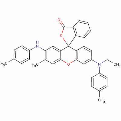 6’-[Ethyl (p-tolyl)amino]-3’-methyl-2’-[(p-tolyl)amino]spiro[isobenzofuran-1(3h),9’-[9h]xanthene]-3-one Structure,63430-57-9Structure