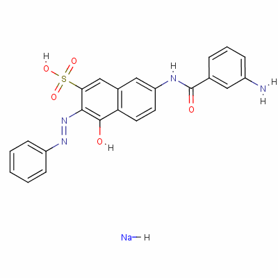 2-Naphthalenesulfonic acid,7-[(3-aminobenzoyl)amino]-4-hydroxy-3-(2-phenyldiazenyl)-, sodium salt (1:1) Structure,6369-35-3Structure