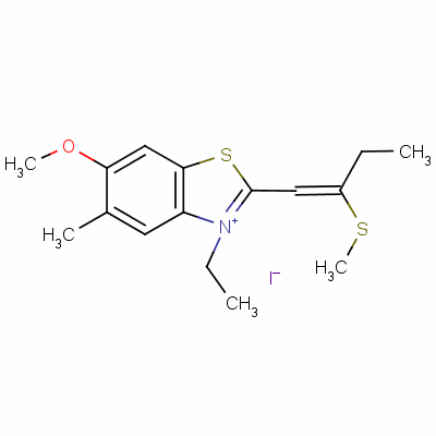 3-Ethyl-6-methoxy-5-methyl-2-[2-(methylthio)but-1-enyl]benzothiazolium iodide Structure,63816-01-3Structure