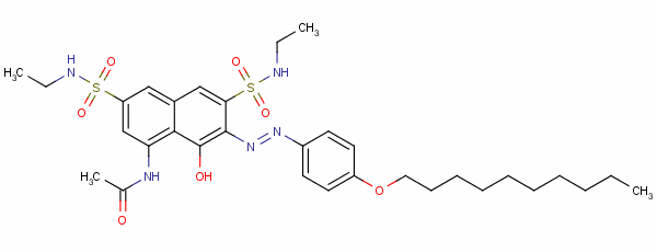 N-[7-[[4-(decyloxy)phenyl ]azo]-3,6-bis[(ethylamino)sulphonyl ]-8-hydroxy-1-naphthyl ]acetamide Structure,63870-36-0Structure