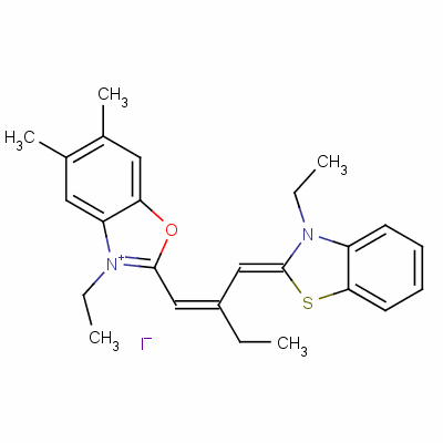 5,6-Dimethyl-2-(2-(3-ethyl-2-(3)-benzothiazolylidene)methyl)-1-butenyl)-3-ethyl-benzoxazolium iodide Structure,63870-45-1Structure