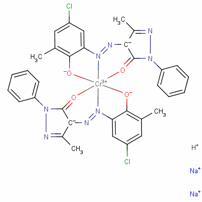 Disodium hydrogen bis[5-chloro-3-[(4,5-dihydro-3-methyl-5-oxo-1-phenyl-1h-pyrazol-4-yl)azo]-2-hydroxybenzenesulphonato(3-)]chromate(3-) Structure,6408-26-0Structure