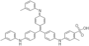 Benzenesulfonic acid, 2-methyl-4-[[4-[[4-[(3-methylphenyl) amino]phenyl][4-[(3-methylphenyl)imino ]-2,5-cyclohexadien-1-ylidene]methyl]phenyl]amino ]- Structure,6417-46-5Structure