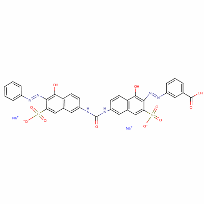 Trisodium 3-[[1-hydroxy-6-[[[[5-hydroxy-6-(phenylazo)-7-sulphonato-2-naphthyl]amino]carbonyl]amino]-3-sulphonato-2-naphthyl]azo]benzoate Structure,6420-40-2Structure