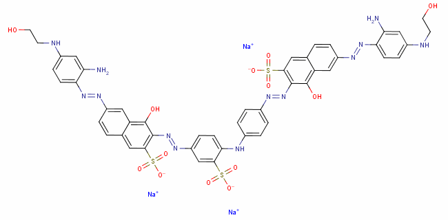 6-[[2-Amino-4-[(2-hydroxyethyl)amino]phenyl]azo]-3-[[4-[[4-[[7-[[2-amino-4-[(2-hydroxyethyl)amino]phenyl]azo]-1-hydroxy-3-sulfo-2-naphthalenyl]azo]phenyl]amino]-3-sulfophenyl]azo]-4-hydroxy-2-naphthal Structure,6428-38-2Structure