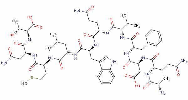 L-alanyl-l-glutaminyl-l-alpha-aspartyl-l-phenylalanyl-l-valyl-l-glutaminyl-l-tryptophyl-l-leucyl-l-methionyl-l-asparaginyl-l-threonine Structure,64790-15-4Structure