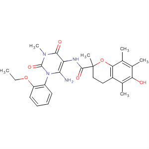 2H-1-benzopyran-2-carboxamide, n-[6-amino-1-(2-ethoxyphenyl)-1,2,3,4-tetrahydro-3-methyl-2,4-dioxo-5-pyrimidinyl]-3,4-dihydro-6-hydroxy-2,5,7,8- Structure,658061-90-6Structure