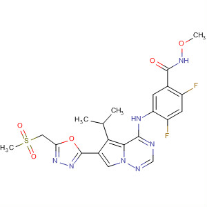 2,4-Difluoro-5-(5-isopropyl-6-(5-(methylsulfonylmethyl)-1,3,4-oxadiazol-2-yl)pyrrolo[2,1-f][1,2,4]triazin-4-ylamino)-n-methoxybenzamide Structure,658085-06-4Structure