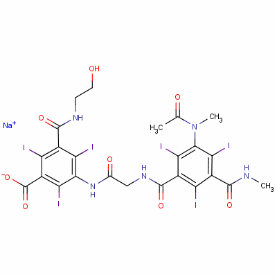 Sodium 3-[[[[3-(acetylmethylamino)-2,4,6-triiodo-5-[(methylamino)carbonyl]benzoyl]amino]acetyl]amino]-5-[[(2-hydroxyethyl)amino]carbonyl]-2,4,6-triiodobenzoate Structure,67992-58-9Structure