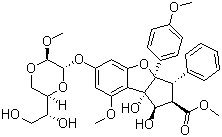 (1R,2r,3s,3ar,8bs)-6-[[(2s,3r,6r)-6-[(1r)-1,2-dihydroxyethyl]-3-methoxy-1,4-dioxan-2-yl]oxy]-2,3,3a,8b-tetrahydro-1,8b-dihydroxy-8-methoxy-3a-(4-methoxyphenyl)-3-phenyl-1h-cyclopenta[b]benzofuran-2-ca Structure,697235-38-4Structure