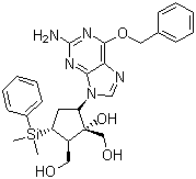 [(1S,2S,3S,5S)-5-[2-Amino-6-(benzyloxy)-9H-purin-9-yl]-3-[dimethyl(phenyl)silyl]-1-hydroxycyclopentane-1,2-diyl]dimethanol Structure,701278-05-9Structure