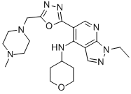 1-Ethyl-5-[5-[(4-methyl-1-piperazinyl)methyl]-1,3,4-oxadiazol-2-yl]-N-(tetrahydro-2H-pyran-4-yl)-1H-Pyrazolo[3,4-b]pyridin-4-amine Structure,720703-73-1Structure