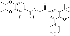 2-(5,6-Diethoxy-7-fluoro-1,3-dihydro-1-imino-2h-isoindol-2-yl)-1-[3-(1,1-dimethylethyl)-4-methoxy-5-(4-morpholinyl)phenyl]ethanone Structure,751475-53-3Structure