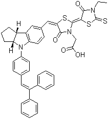 5-[[4-[4-(2,2-Diphenylethenyl)phenyl]-1,2,3,3a,4,8b-hexahydrocyclopent[b]indol-7-yl]methylene]-2-(3-ethyl-4-oxo-2-thioxo-5-thiazolidinylidene)-4-oxo-3-thiazolidineacetic acid Structure,786643-20-7Structure